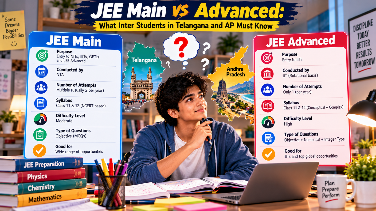 JEE Main versus Advanced Telangana AP